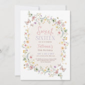 Spring Wildflower Butterfly Garden Sweet 16 招待状 (正面)