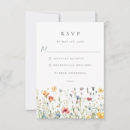 Spring Wildflower Field Wedding RSVP Card (正面)