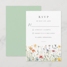 Spring Wildflower Field Wedding RSVP Card
