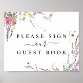 Spring Wildflower Floral Guest Book Sign ポスター (正面)