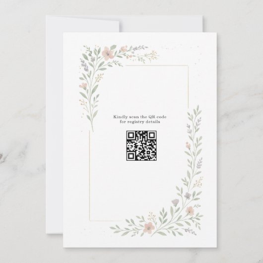 Spring Wildflower Garden QR Code Bridal Shower 招待状 (裏面)