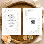 Spring Wildflower Garden QR Code Bridal Shower 招待状<br><div class="desc">Spring wildflower garden bridal shower invitation featuring soft botanical florals and a fresh seasonal palette. Includes an integrated QR code that links directly to the gift registry for easy guest access. Ideal for spring and early summer bridal showers, garden celebrations, and relaxed yet elegant pre wedding gatherings. Fully editable text...</div>