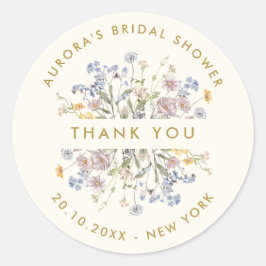 Spring Wildflower Meadow Bridal shower thank you ラウンドシール