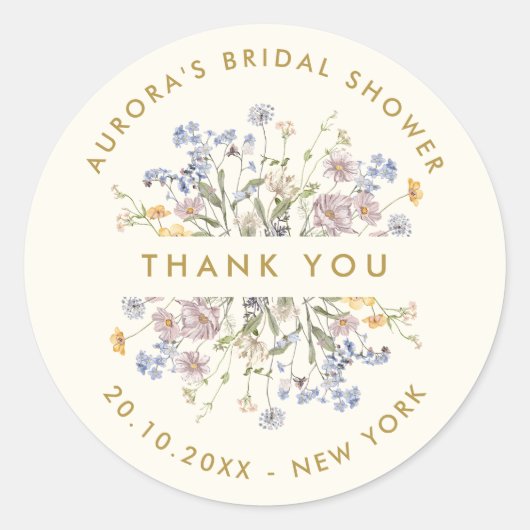 Spring Wildflower Meadow Bridal shower thank you ラウンドシール (正面)