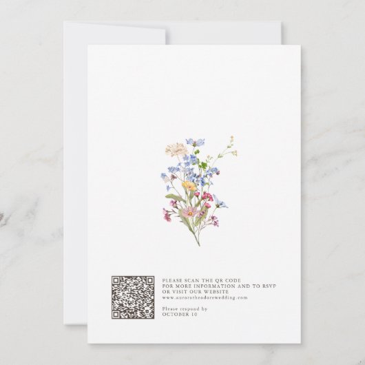 Spring Wildflower Meadow Garden QR Code Wedding   招待状 (裏面)