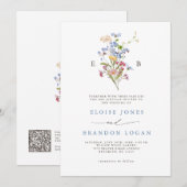 Spring Wildflower Meadow Garden QR Code Wedding   招待状 (正面/裏面)