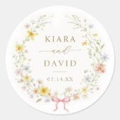 Spring Wildflower Meadow Garden Wedding ラウンドシール (正面)