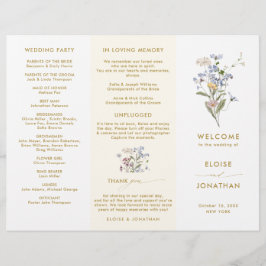 Spring Wildflower Meadow Gold Wedding Program