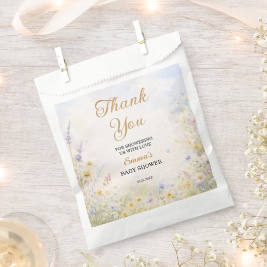 Spring Wildflower Meadow Pastel Garden Floral フェイバーバッグ (クリップ留めされた状態)