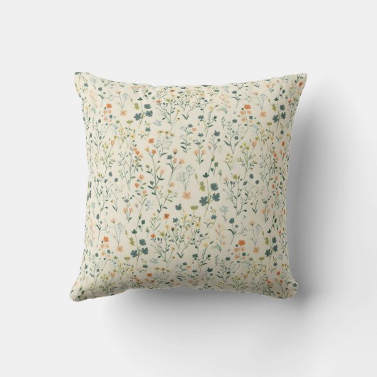 Spring Wildflower Meadow Throw Pillow クッション (裏面)