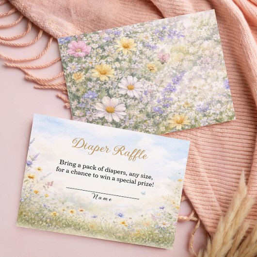 Spring Wildflower Pastel Floral Diaper Raffle エンクロージャーカード