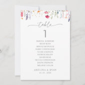  Spring Wildflower Table Number 1 Seating Chart 招待状 (正面)