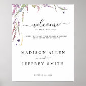 Spring Wildflower Unplugged Wedding Welcome Sign ポスター (正面)