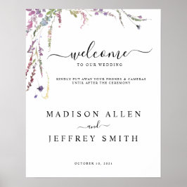 Spring Wildflower Unplugged Wedding Welcome Sign ポスター