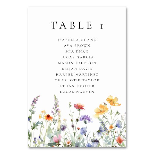 Spring Wildflower Wedding  Table Number テーブルナンバー (正面)