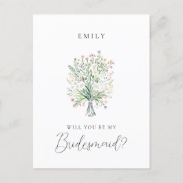 Spring Wildflowers Bridesmaid Proposal ポストカード