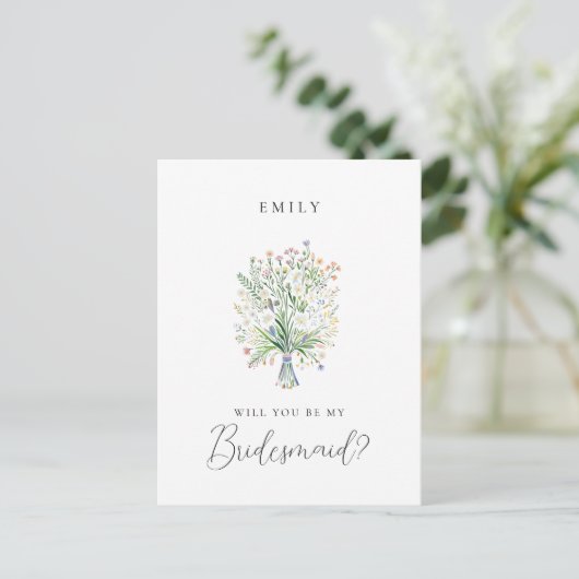 Spring Wildflowers Bridesmaid Proposal ポストカード (スタンド正面)