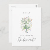 Spring Wildflowers Bridesmaid Proposal ポストカード (正面/裏面)