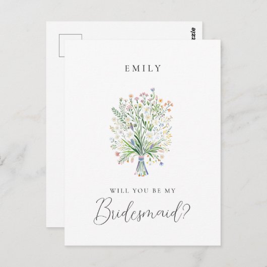 Spring Wildflowers Bridesmaid Proposal ポストカード (正面/裏面)