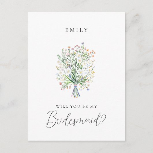 Spring Wildflowers Bridesmaid Proposal ポストカード (正面)