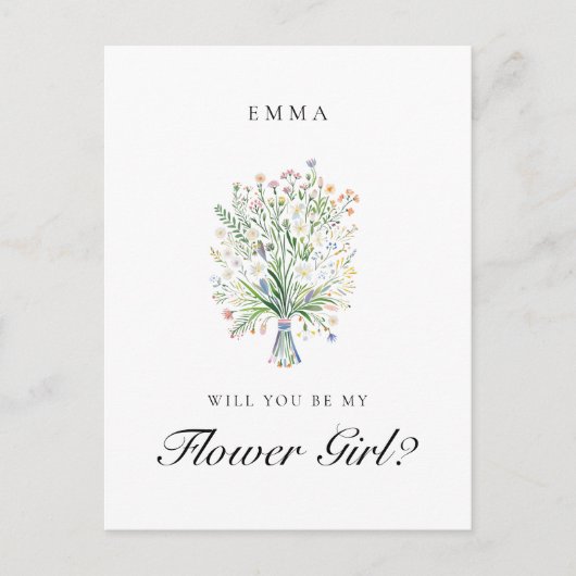 Spring Wildflowers Flower Girl Proposal ポストカード (正面)