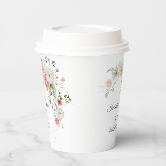 Spring Wildflowers Purple Pink 50th Birthday 紙コップ (左)