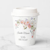 Spring Wildflowers Purple Pink 50th Birthday  紙コップ (裏面)