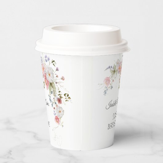 Spring Wildflowers Purple Pink 50th Birthday 紙コップ (右)