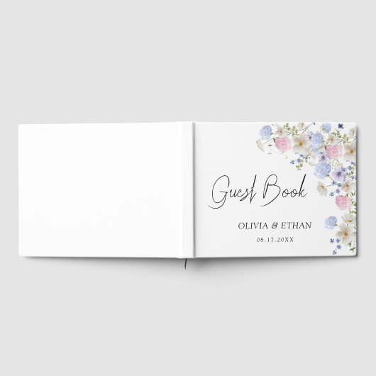 Spring Wildflowers Purple Pink Wedding ゲストブック (全面)