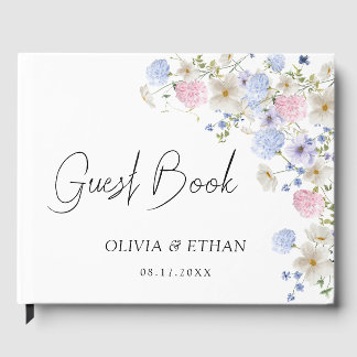 Spring Wildflowers Purple Pink Wedding ゲストブック