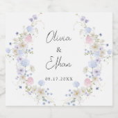 Spring Wildflowers Purple Pink Wedding スパークリングワインラベル (シングルラベル)