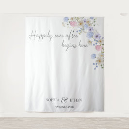 Spring Wildflowers Purple Pink Wedding タペストリー