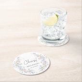 Spring Wildflowers Purple Pink Wedding Cheers ラウンドペーパーコースター (インサイチュ)
