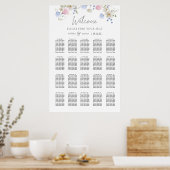 Spring Wildflowers Purple Wedding Seating Chart ポスター (キッチン)