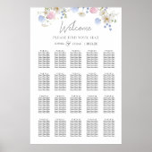 Spring Wildflowers Purple Wedding Seating Chart ポスター (正面)