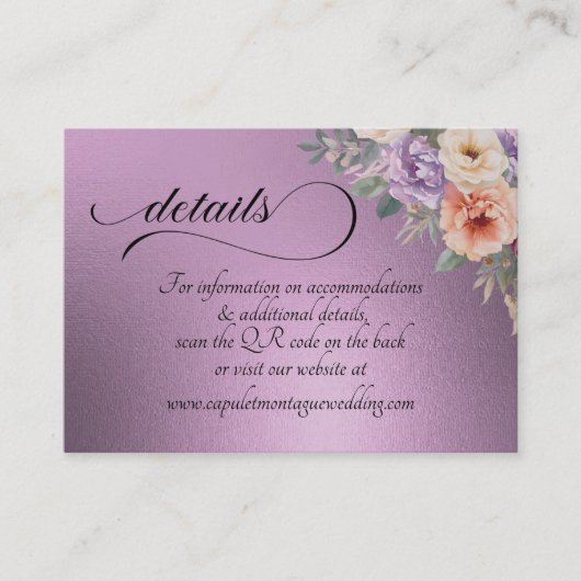 Spring Wildflowers, QR Code - Lavender エンクロージャーカード (正面)