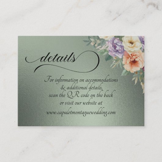 Spring Wildflowers, QR Code - Sage エンクロージャーカード (正面)