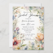 Spring Wildflowers Watercolor Floral Bridal Shower 招待状 (正面)