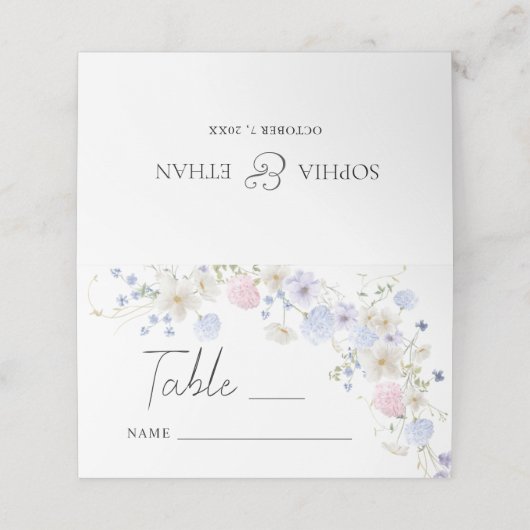 Spring Wildflowers Wedding Table Number プレイスカード (外部開封)