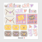 Spring With Love Envelopes and Hearts シール (シート)