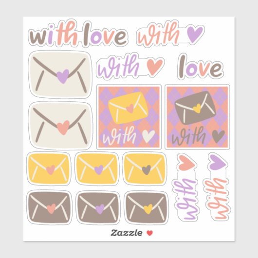 Spring With Love Envelopes and Hearts シール (シート)