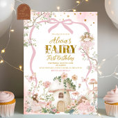 Spring woodland fairy first birthday  招待状