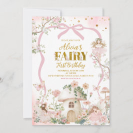 Spring woodland fairy first birthday  招待状