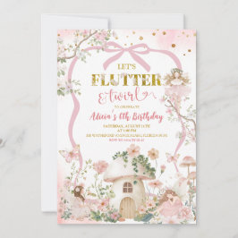 Spring woodland fairy flutter and twirl birthday 招待状