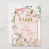 Spring woodland tea party fairy birthday  招待状 (正面)