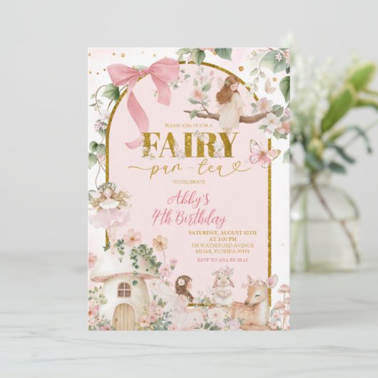 Spring woodland tea party fairy birthday  招待状 (スタンド正面)