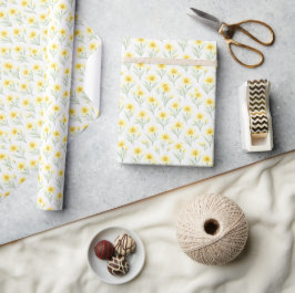 Spring Yellow Daffodil Floral Wrapping Paper ラッピングペーパー