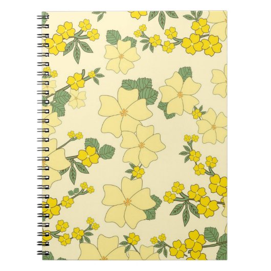 Spring Yellow Floral Pattern ノートブック (正面)