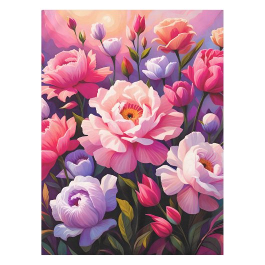 Spring Zen Sunrise Pink Blossom Garden  テーブルクロス (正面)