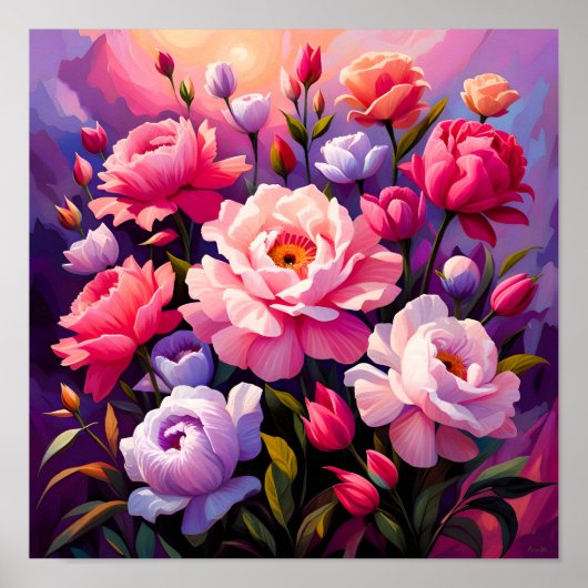 Spring Zen Sunrise Pink Blossom Garden  ポスター (正面)